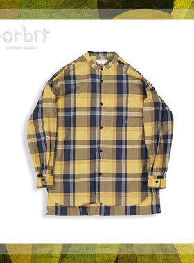 Norbit 日系时尚都市大格子图案衬衫袋宽松潮流长袖外套通勤上衣