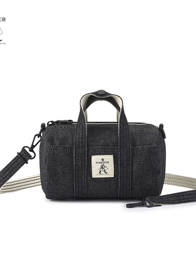 PORTER NIMES 牛仔布斜挎手提包圆筒包女斜挎手提包百搭通勤包