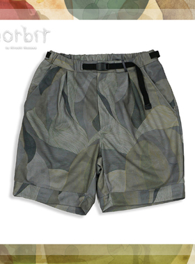 Norbit  日本山系户外露营宽松迷彩印花双口袋短裤速干休闲沙滩裤