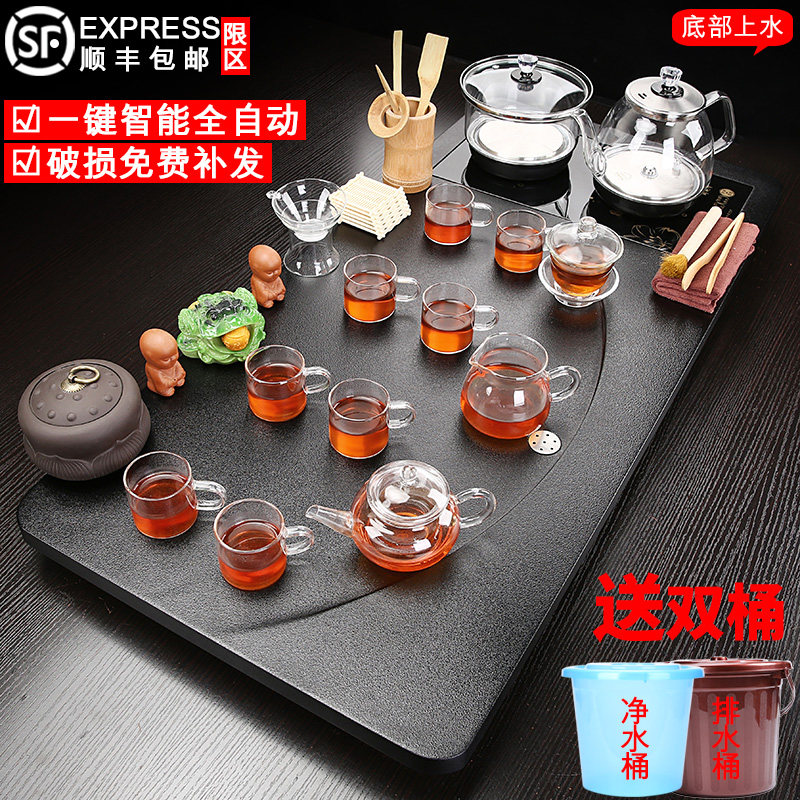 全自动底部上水烧水壶嵌入式茶具套装一体茶台海陶瓷功夫整套茶盘