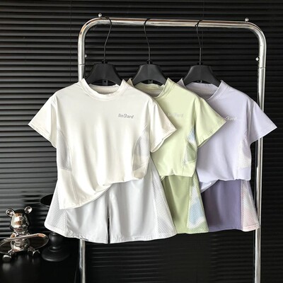 儿童短袖套装冰感速干衣夏季防晒UF50拼接宽松透气