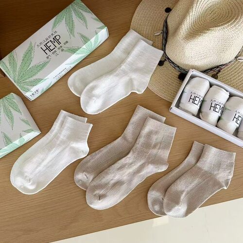 原朴植物【85%汉麻袜子男女】舒适透气吸湿排汗(盒)薄款