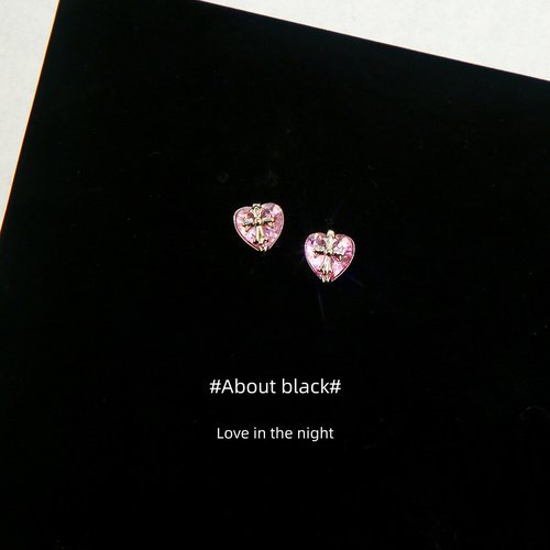 Ab | 禁忌 | 爆闪爱心锆石十字架钛钢耳钉养耳洞耳骨钉耳蜗钉耳饰