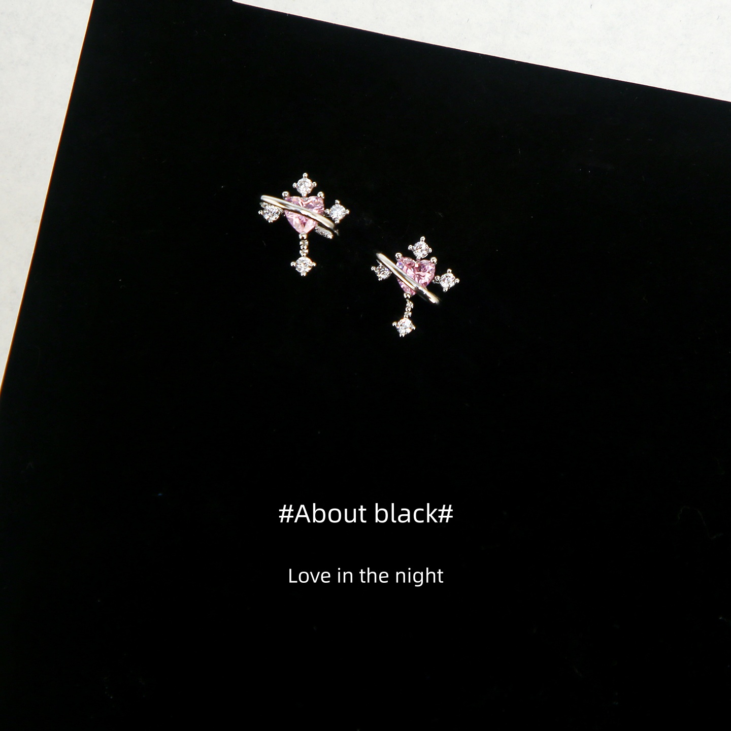 Ab | 星轨 | 粉十字锆石爆闪免摘316L钛钢耳钉耳垂钉耳骨钉耳蜗钉