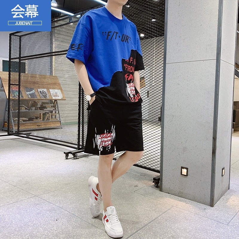 夏季短袖T恤短裤男孩运动休闲套装青少年初中学生潮牌个性ins一套|msdalam kategori Pakaian Lelaki, baju-T - dari Buy2taobao.com untuk memberikan perkhidmatan ejen Taobao profesional membeli