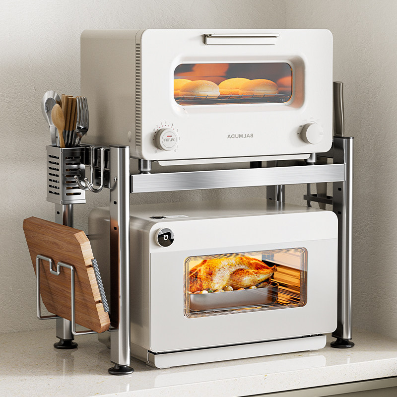 家图腾厨房不锈钢微波炉置物架台面多功能烤箱多层电饭煲收纳架子