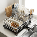 碗碟收纳架304不锈钢沥水篮碗架碗盘碗筷放碗盘子双层厨房置物架