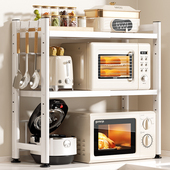 可伸缩厨房微波炉置物架烤箱架子家用台面桌面双层电饭锅收纳支架