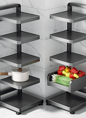 家图腾厨房置物架落地多功能锅具家用多层蔬菜收纳架下水槽锅架子