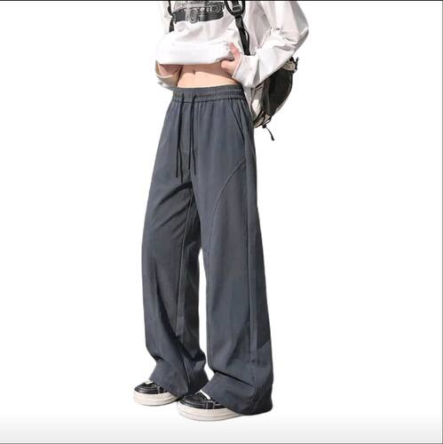 City Hipster 纯色系带中腰直筒休闲长裤 CTZT-HK24800-1-C000
