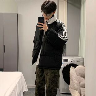 上市 新款 2026春季 男女同款 潮流三条杠拼接立领棉衣 美式 精品