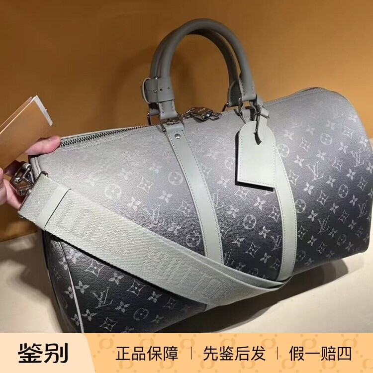 LV路易威登Keepall45渐变墨绿色 印花旅行袋男女手提包大容量