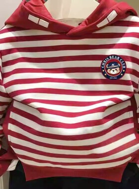 chris童装26秋冬新款男童棉连帽加绒长袖卫衣中大童休闲外套洋气