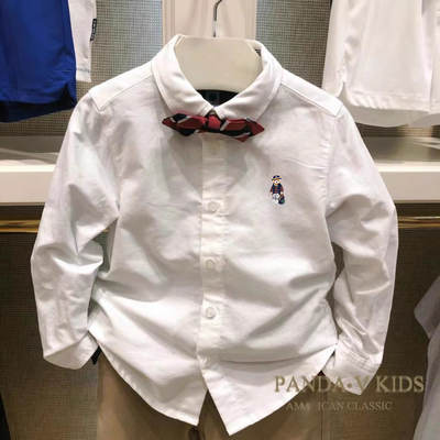 chris童装26春秋新款男童长袖衬衫中大童牛津纺棉衬衫衬衣洋气