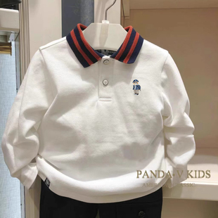 T恤中大童翻领棉打底休闲学院风POLO 长袖 chris童装 25男童春秋新款