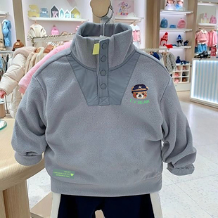 chris童装 男童摇粒绒高领加绒卫衣休闲百搭保暖卫衣外套 25秋冬款