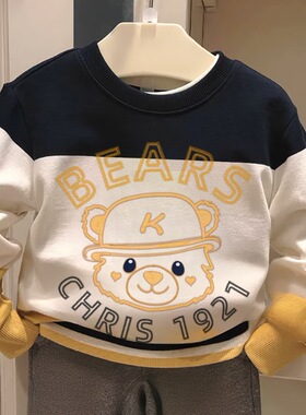 chris童装26春秋新款男童全棉毛圈圆领套头卫衣儿童休闲百搭上衣