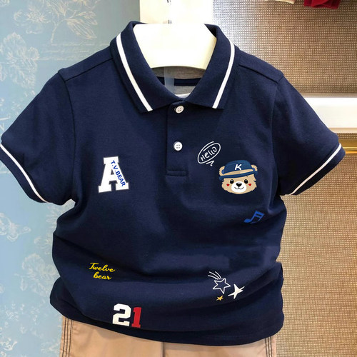 chris童装2026夏季新款男童短袖翻领T恤儿童休闲中大童纯棉POLO衫