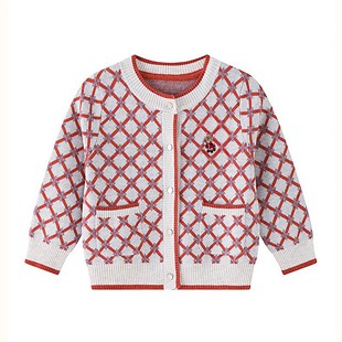 外套洋气 女童格纹毛衣儿童休闲百搭针织开衫 chris童装 25春秋新款