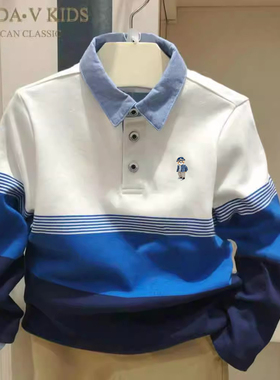 chris童装25春秋新款男童装纯棉长袖T恤中大童打底POLO衫学院风