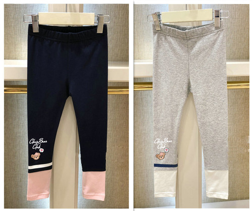 chris童装26春秋新款女童拼色全棉打底裤子休闲百搭裤中大童长裤