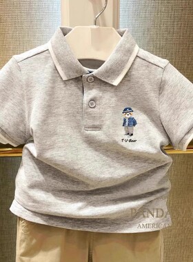 chris童装26夏新款男童短袖T恤中大童休闲百搭棉宽松POLO衫翻领