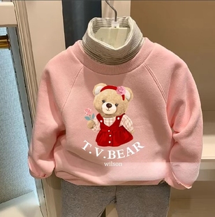 chris童装 女童高领加绒卫衣中大童休闲百搭加厚外套 25秋冬新款