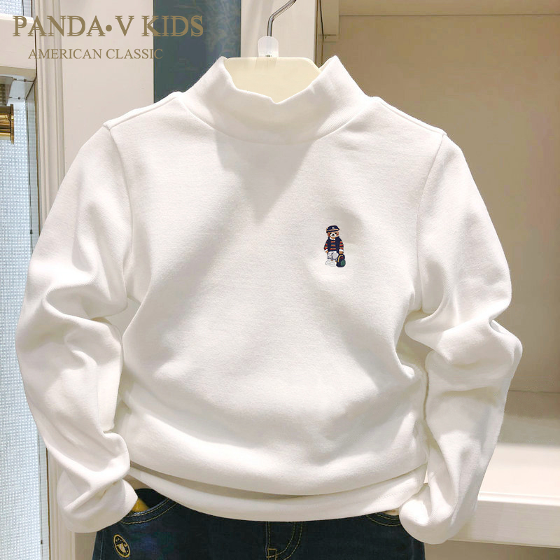 chris童装25秋冬新款男童半高领棉长袖T恤中大童装休闲保暖打底衫