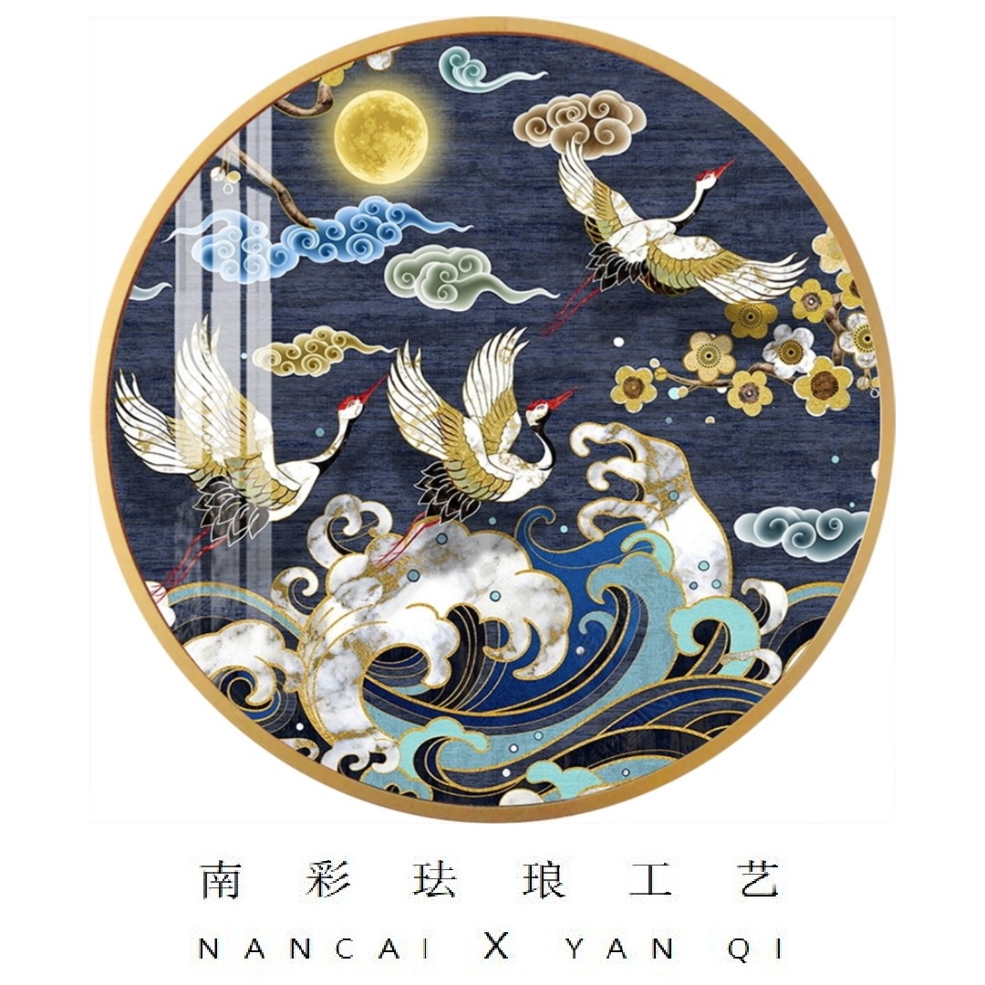 祥鹤景泰蓝掐丝珐琅画非遗手工DIY材料包吉祥室内中式装饰画图片