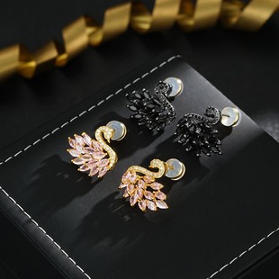 小众设计经典款黑天鹅耳钉时尚百搭气质高级感耳环耳饰钛合金耳钉