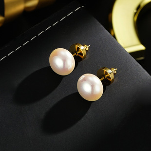 韩版气质简约珠珠耳钉小众简约百搭高级感耳环耳饰(10mm)