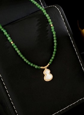 贝壳葫芦天然石串珠项链锁骨链女