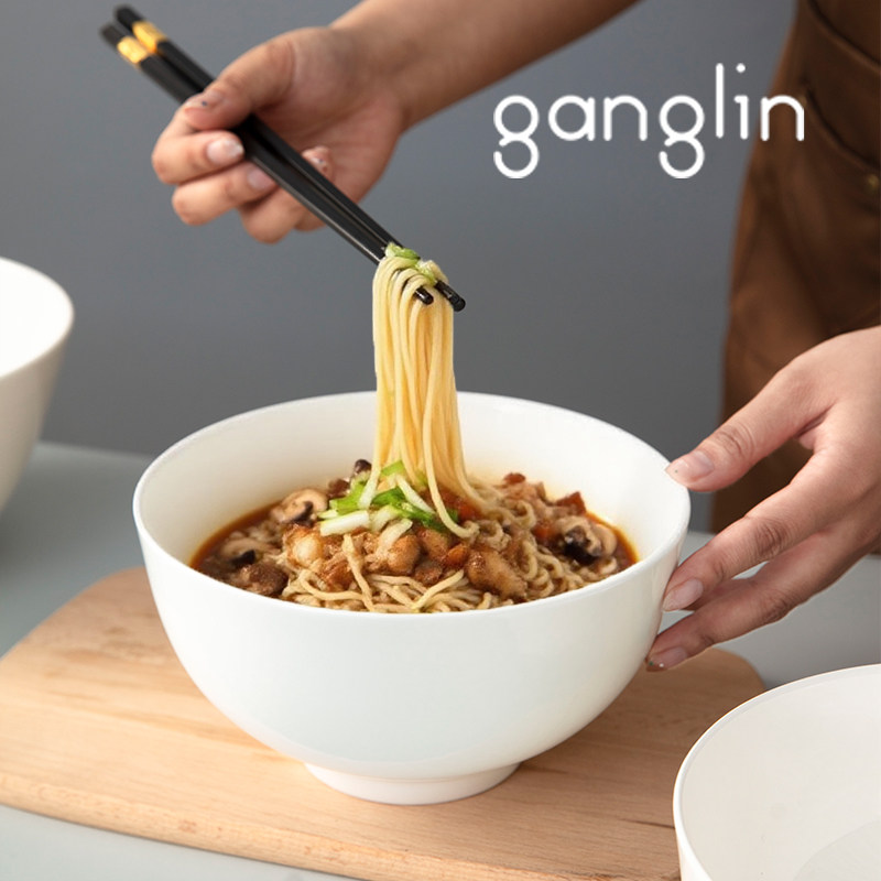 纯白圆形大汤碗面碗家用骨质瓷图片