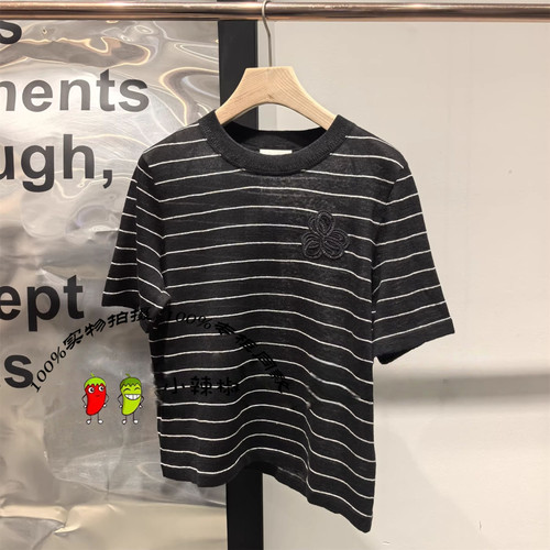 衣播商场同款2026夏季新款条纹短袖针织衫BDT2SD1913斜阳余晖