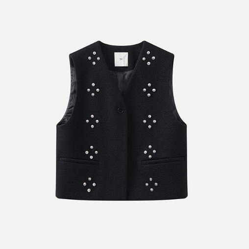 衣播商场同款2026春季V领无袖开衫马甲背心BDT1MD2121夜念发芽