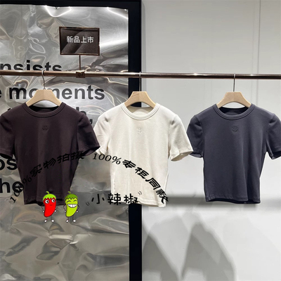 播女2025春季新款修身短款圆领T恤别致气质短袖BDS1YD1572拨弦