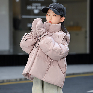 女童羽绒服短款儿童韩版洋气中大童加厚保暖2025新款亲子母女装冬
