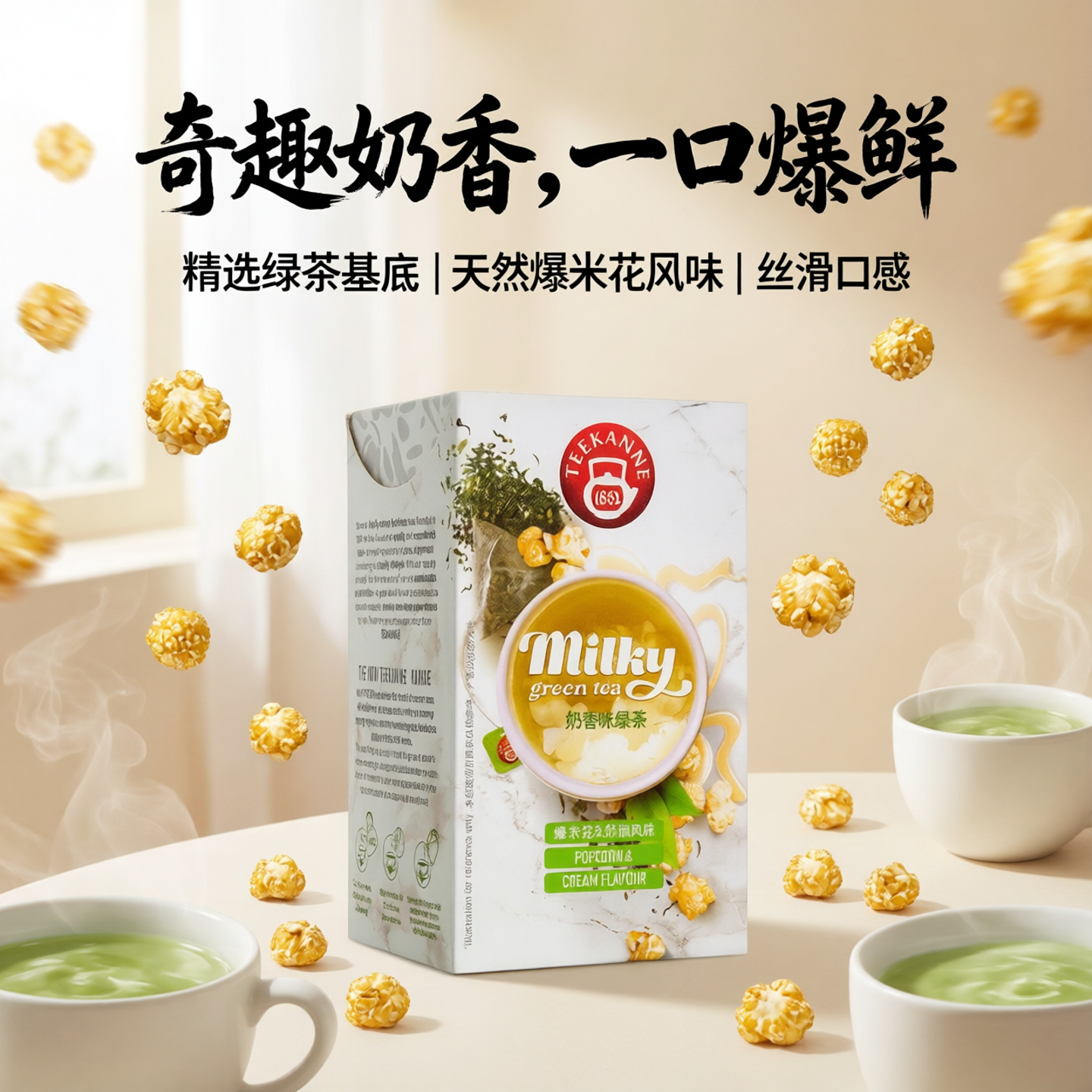 Teekanne恬康乐奶香味爆米花绿茶包 养生袋泡茶花草茶叶包组合装