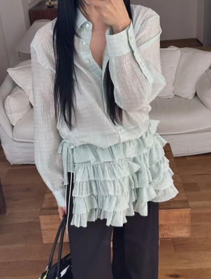 6.10 2025夏季新款韩国设计师more th*n yesterday衬衫+半裙套装