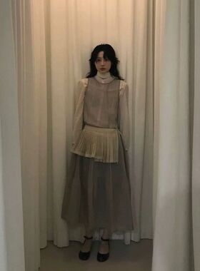 2026春夏季新款韩国设计师amo*ento气质叠穿微透无袖连衣裙
