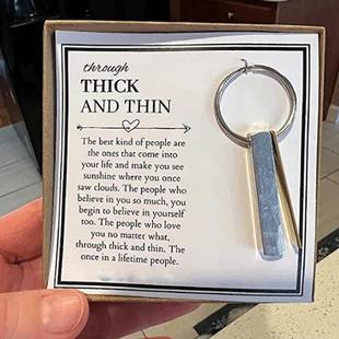 Thick and thin friendship keychain厚与薄不锈钢钥匙扣外贸跨境
