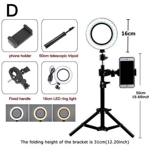 Dimmable LED Selfie Ring Light Video Live Light tripod stand