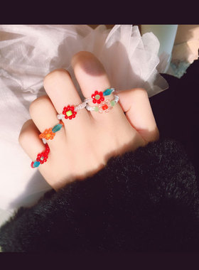 买一送一grrenn夏天撞色戒指