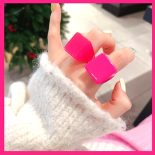 GREEN韩国百搭饰品指环日韩时尚 戒指亚克力方形 个性