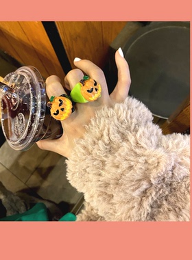 green万圣节元素南瓜卡通戒指