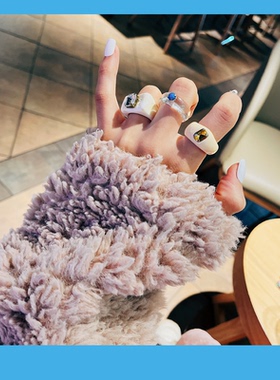 戒指绿森林女亚克力原创设计戒指