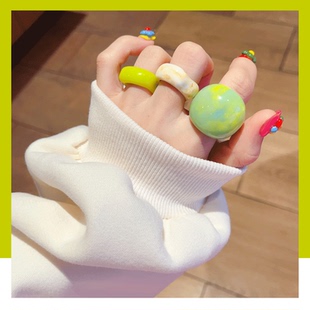 GREENxinp 精致戒指夸张个性女日韩