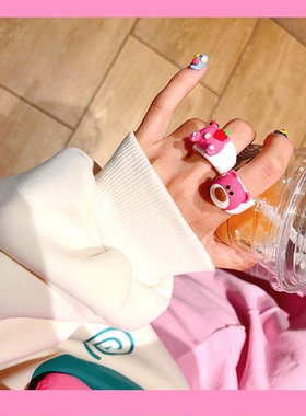 绿森林女亚克力日韩卡通戒指