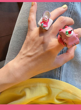 老饰品夸张简约百搭夸张彩色戒指女可爱小汽车