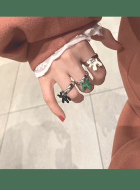 韩国活口戒指滴油卡通女